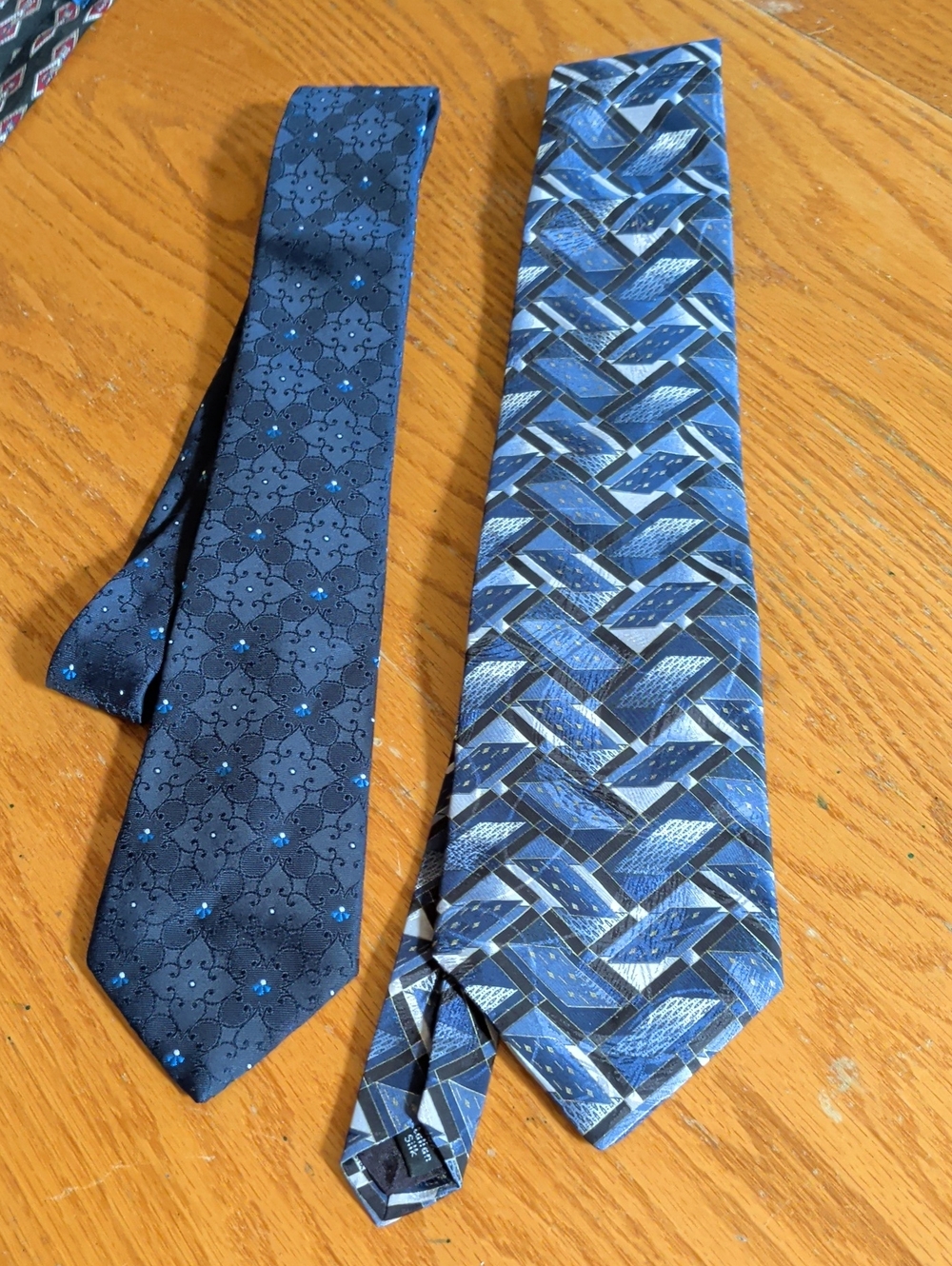 Men's Blue Patterned Silk Ties - Set of 2